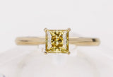 Fancy Yellow Diamonds Princess-Cut Ring in 18K Yellow Gold