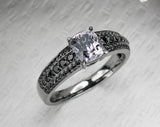 Metal Grey Spinel & Black Diamonds Ring in 18K Black Gold