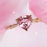 Pink Tourmaline Heart Cut Engagement Ring in 18K Yellow Gold