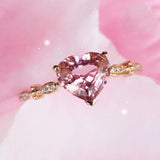 Pink Tourmaline Heart Cut Engagement Ring in 18K Yellow Gold