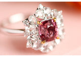 1ct Pinkish Spinel & White Sapphire Engagement Ring - 18K White Gold