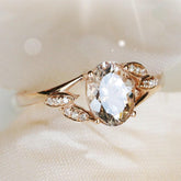 Champagne Morganite Oval-Shape 18K Rose Gold Ring with Diamonds