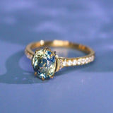 1.93ct Aquamarine Diamond Engagement Ring - 18K Yellow Gold