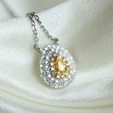 Yellow Diamonds Wedding Necklace in 18K White Gold