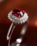 1.5ct Pigeon Blood Ruby Ring with Diamonds in 18K White Gold