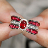 Art Deco Pigeon Blood Ruby 18K Gold Ballerina Ring