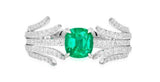 Wing Prong Emerald Wedding Diamonds Ring in Platinum 950