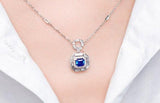 Art Deco Blue Sapphire 18K Gold Necklace & White Diamond