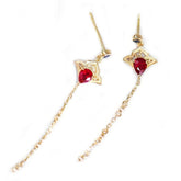 Symbol Shape Ruby & Sapphire Earrings in 18K Yellow Gold