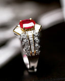 Pigeon Blood Ruby Ballerina Ring in 18K Two Tone Gold