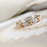 Cross Design White Diamond Ring Band in 18K White Gold