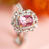 1.15ct Pinkish Spinel Cushion & Diamond Ring - 18K White Gold