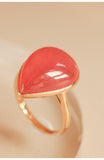 12.8ct Rhodochrosite Teardrop Diamond Ring in 18K Gold