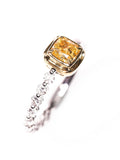 Fancy Yellow Diamonds Ring in 18K White Gold