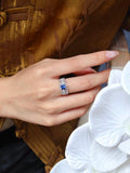 Cornflower Blue Sapphire Ring - 18K White Gold with Micro-Pavé Diamonds