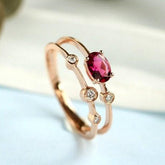 Pink Tourmaline & Diamond Stacking Ring in 18K Rose Gold