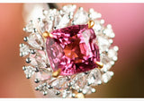 1ct Pink Red Spinel & Diamond Cluster Ring - 18K White Gold