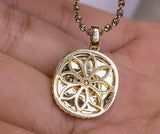 Art Deco Emerald Necklace in 18K Brushed Engraved