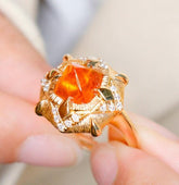 35ct Sugarloaf Fanta Garnet Ring in 18K Yellow Gold