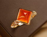 Engraved Arrow Fanta Garnet Cocktail Ring in 18K Yellow Gold