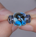 London Blue Topaz Cocktail Ring in 18K Black Gold