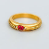 Red Spinel Cushion with Diamond Ring - 18K Yellow Gold