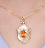 Matte Finished Spessartite Garnet Necklace in 18K Yellow Gold Necklace