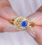 Melting Design 18K Gold Ring with Blue Sapphire