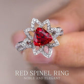 Flower Shape Spinel Trillion Cut Ring with Diamonds in 18K White Gold