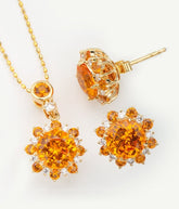 Garnet Jewelry Set - 18K Earring Necklace Ring with Spessartite Garnet