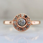 Helius Salt & Pepper Diamonds Rose Cut Ring - 18K Rose Gold