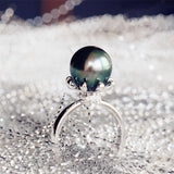 Tahitian Pearls 9-12mm & Diamond Ring in 18K White Gold
