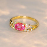 Pink Sapphire Diamonds Horizontal Stacking Ring in 18K Gold