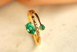 Emerald Oval & Diamond Stackable Ring in 18K Yellow Gold