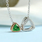 Triangle Tsavorite & Diamond Necklace in 18K White Gold