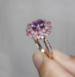 1.485ct Purple Sapphire Cluster Ring in 18K Rose Gold