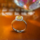 Luxury Yellow Diamonds Halo Ring in Platinum 950