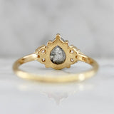 1.25ct Salt & Pepper Pear Rose Cut 18K Gold Wedding Ring