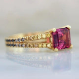 2ct Rubellite Tourmaline Diamond Ring - 18K Yellow Gold