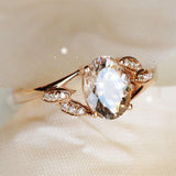 Champagne Morganite Oval-Shape 18K Rose Gold Ring with Diamonds