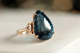15.69ct Topaz Teardrop Diamond Engagement Ring - 18K Yellow Gold