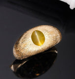 Chrysoberyl Flush Set 18K Gold Brush Finish Ring in 18K Yellow Gold