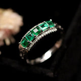 2.25ct Emerald Horizontal Stone Ring with Diamond in 18K White Gold