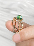 Heart-Shaped Green Tourmaline 18K Gold Ring with Free Form Design