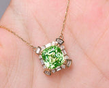 Art Deco Olivine & White Diamond 18K Gold Ring