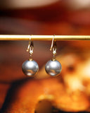 9mm Madama Silver-Grey Tone Pearl Frech Wire Earrings in 18K Gold