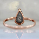 1.42Ct Pear Rose Cut Grey Diamonds 18K Rose Gold Ring
