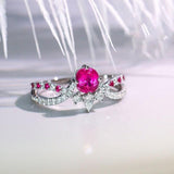 Pink Sapphire Diamonds Infinity Ring in 18K White Gold