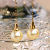 7mm Akoya Golden Pearl Earrings - 18K Yellow Gold