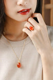 Huge Southern Red Agate Necklace - 18K Yellow Gold